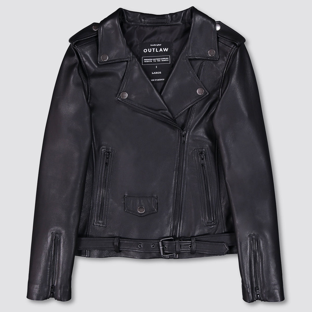 SUSSEX / ALL BLACK JACKET FULL GRAIN LEATHER | OUTLAW